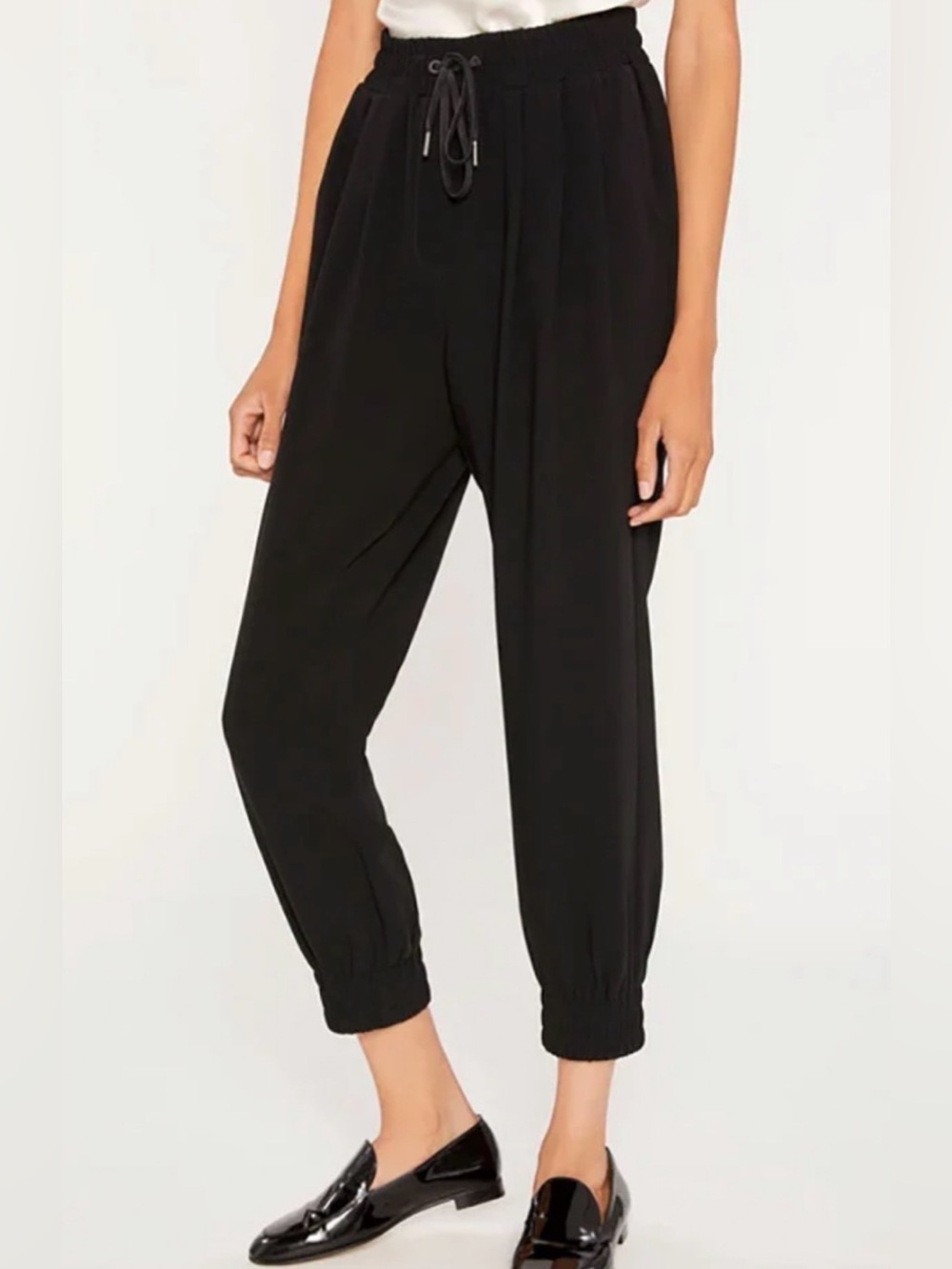 Cinq a Sept Dorian Crepe Joggers XS Black Luxe Chic